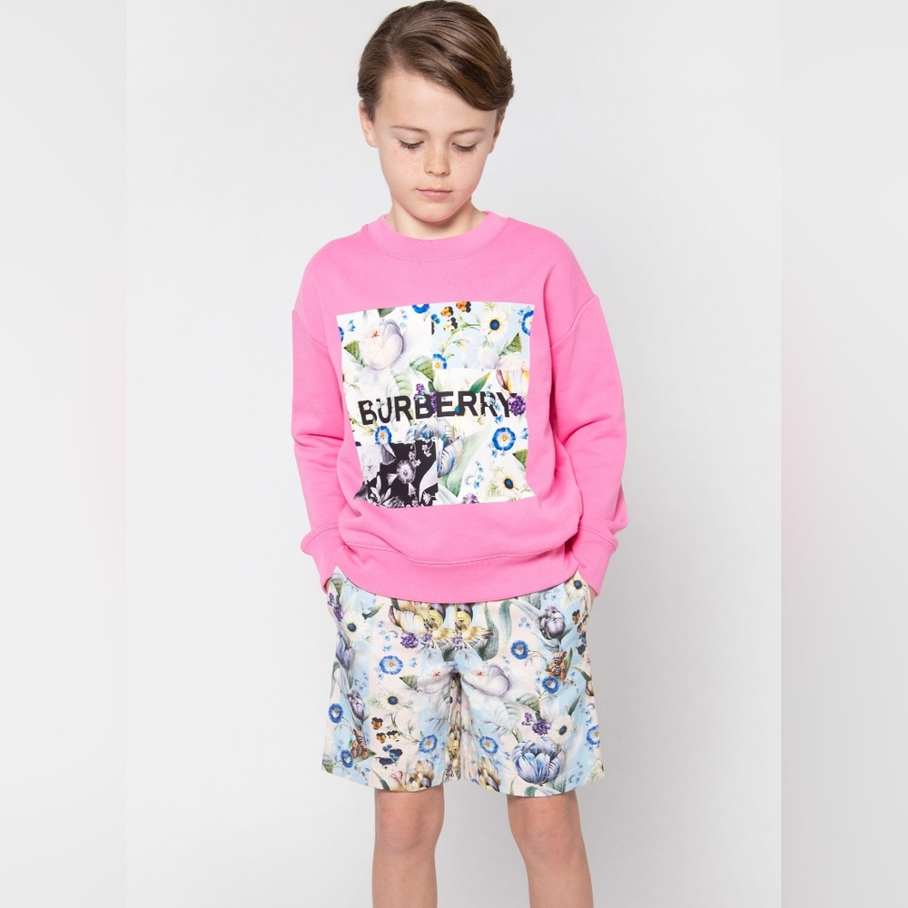 NWT! Burberry Kids All-Over Floral Print Linen Tailored Shorts Size 8Y